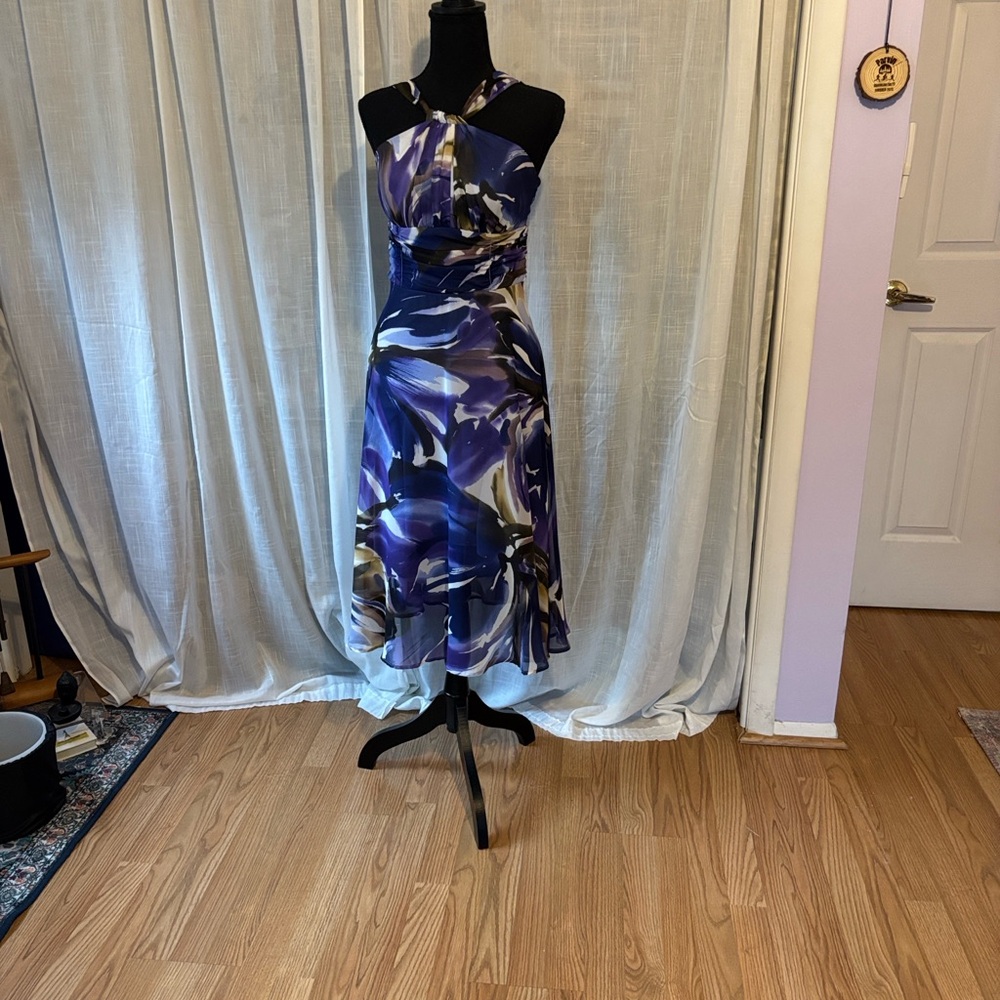 Elegant Purple Halter Midi Dress